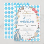 Invitation Alice's Onederland, Première fête de la fille (Devant / Derrière)