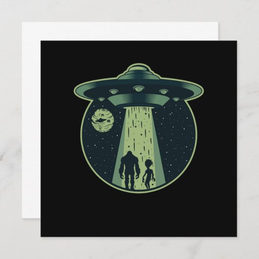 Invitation Alien Bigfoot Sasquatch OVNI Enlèvement Aliens Cad (Devant / Derrière)