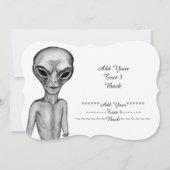 Invitation Alien gris, Ajouter votre texte (Dos)