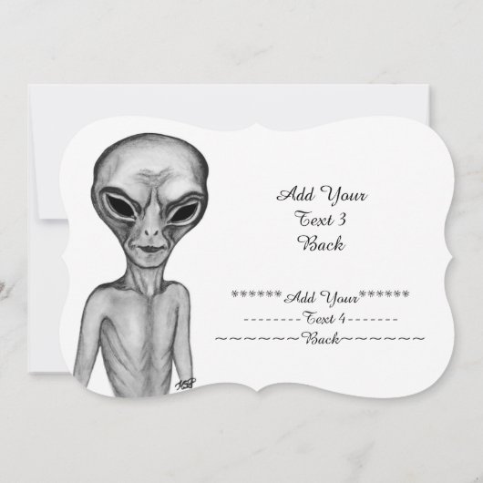 Invitation Alien gris, Ajouter votre texte (Dos)