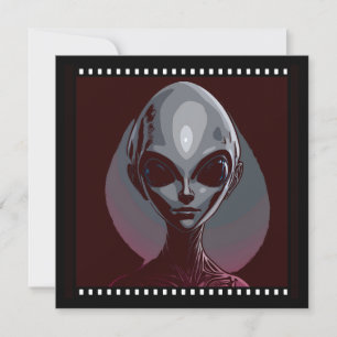 Invitation Alien gris Extraterrestrial Visage Cadre