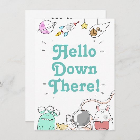 Invitation Alien Hello Down There Card (Devant / Derrière)