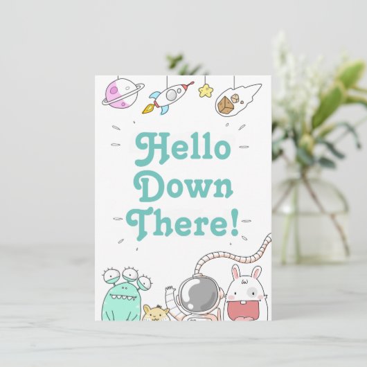 Invitation Alien Hello Down There Card (Debout devant)