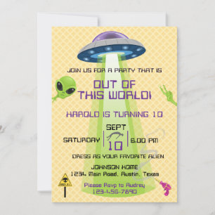 Invitation Alien hors du monde Anniversaire tout âge