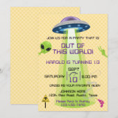 Invitation Alien Out of the World Any Age Birthday (Devant / Derrière)