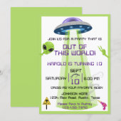 Invitation Alien Out of the World Any Age Birthday (Devant / Derrière)