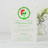 Invitation Alien Père Noël Holly Wreath Earthling Holiday Par (Debout devant)