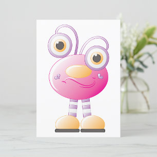 Invitation Alien Rose mignon Avec Grands Yeux