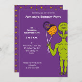 Invitation Alien spatial avec Balloons Planet Anniversaire (Devant / Derrière)