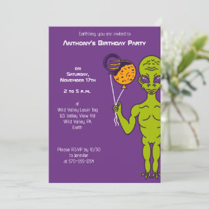 Invitation Alien spatial avec Balloons Planet Anniversaire