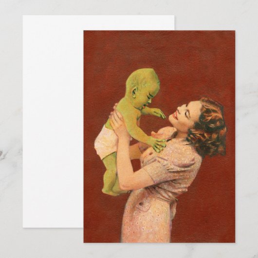 Invitation Alien vintage bébé (Devant / Derrière)