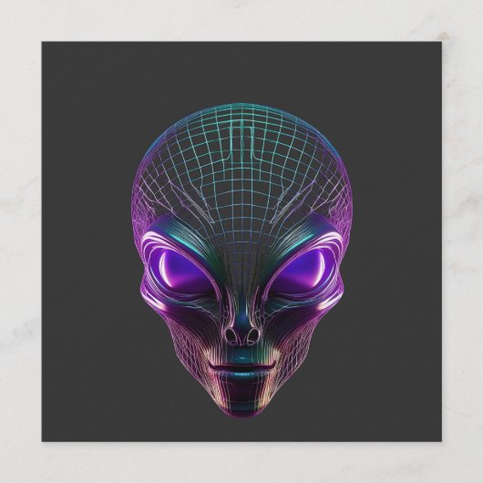 Invitation Alien Violet Avec Des Yeux Lumineux (Devant)