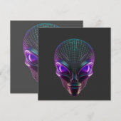 Invitation Alien Violet Avec Des Yeux Lumineux (Devant / Derrière)