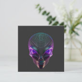 Invitation Alien Violet Avec Des Yeux Lumineux (Debout devant)
