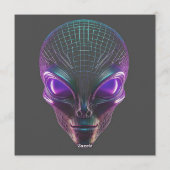 Invitation Alien Violet Avec Des Yeux Lumineux (Dos)