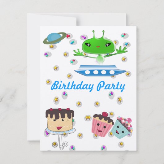 Invitation Aliens de l'espace extra-atmosphérique vert mignon (Dos)