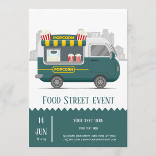 Invitation Alimentation camion rue popcorn snack