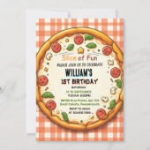 Invitation alimentation garçon fille ado pizza premier 1er an (Devant)