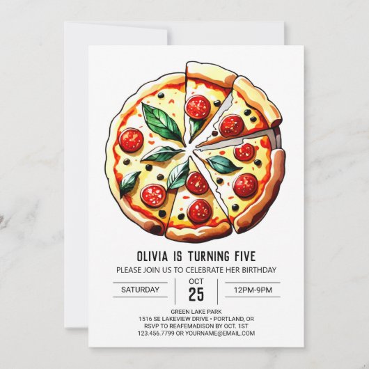 Invitation Alimentation Pizza Anniversaire (Devant)