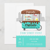 Invitation Alimentation rue cupcake desserts sucrés (Devant / Derrière)