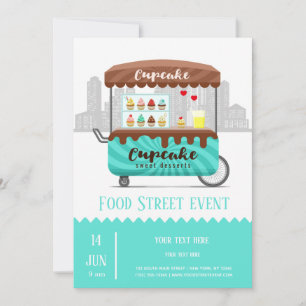 Invitation Alimentation rue cupcake desserts sucrés