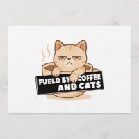 Alimenté par le café et les chats Mignon design de