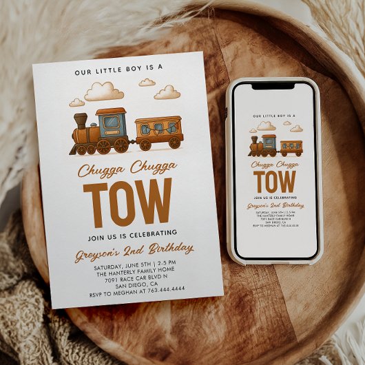 Invitation All Aboard Vintage Train 2e fête d'anniversaire