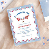 Invitation All American Boy 4th July Aquarelle Anniversaire