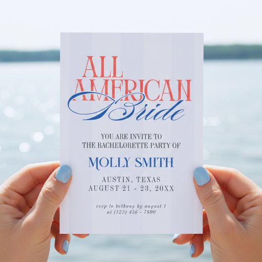 Invitation All American Bride Bachelorette Weekend Itinerary 