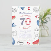 Invitation All-American Cookout Grill 70th Birthday Party (Debout devant)