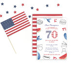 Invitation All-American Cookout Grill 70th Birthday Party<br><div class="desc">Un blanc rouge et bleu 70e anniversaire conception d'invitation pour une famille patriotique et des amis en plein air cuisine ou fête de pique-nique</div>