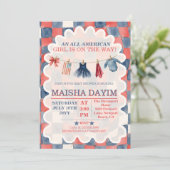 Invitation All American Girl 4th of July Baby shower (Debout devant)