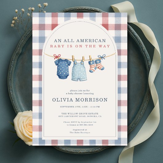 Invitation All American Patriotic Clothesline Baby Shower