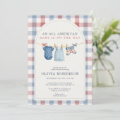 Invitation All American Patriotic Clothesline Baby Shower (Debout devant)