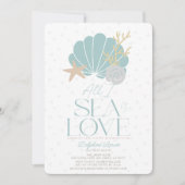 Invitation All I Sea is Love Blue Seashell Bridal Shower (Devant)