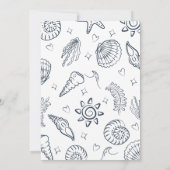 Invitation All I Sea is Love Navy Blue Seashells Doodles  (Dos)
