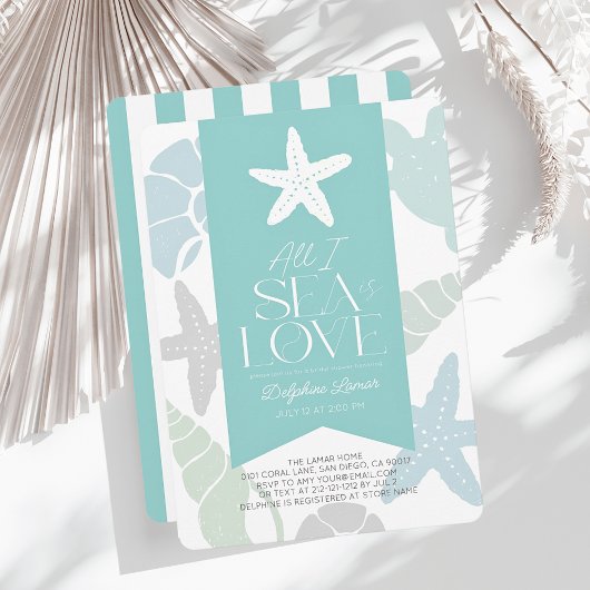 Invitation All I Sea is Love Starfish Bridal Shower