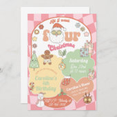 Invitation All I want four Christmas girl 4th birthday. (Devant / Derrière)