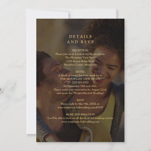 Invitation All In One 5 Photo Collage Gold Script Mariage (Dos)