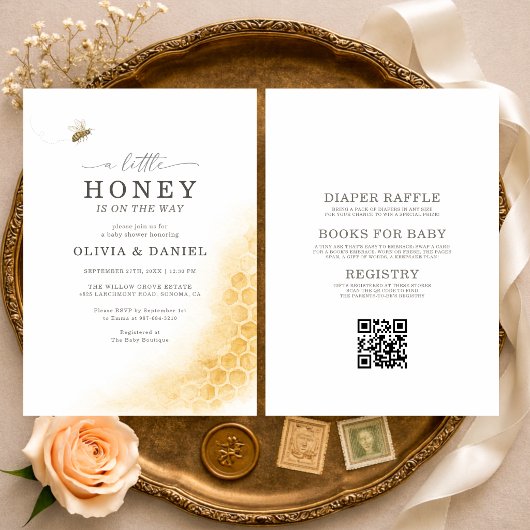 Invitation All in One A Little Honey Bee Couples Baby Shower