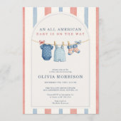 Invitation All in One All American Stripes Baby Shower (Devant)