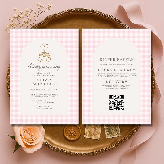 Invitation All in One Baby Girl is Brewing Coffee Baby Shower