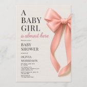 Invitation All in One Baby Girl Pink Bow Baby Shower (Devant)