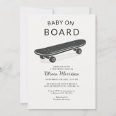 Invitation All in One Baby on Board Skateboard Baby Shower (Devant)