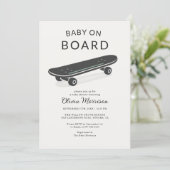 Invitation All in One Baby on Board Skateboard Baby Shower (Debout devant)