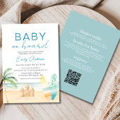 Invitation All in One Baby on Board Surfboard Beach Douche