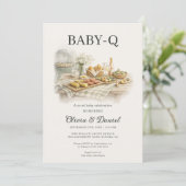 Invitation All in One Backyard Baby-Q BBQ Baby Shower (Debout devant)
