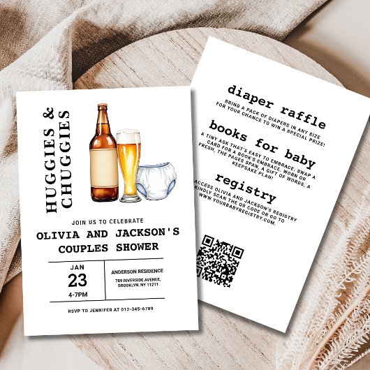 Invitation All in One Beers Diapers Couples Baby shower