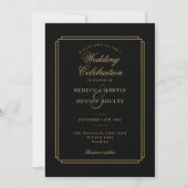 Invitation All In One Black and Gold Script Art Déco Mariage (Devant)