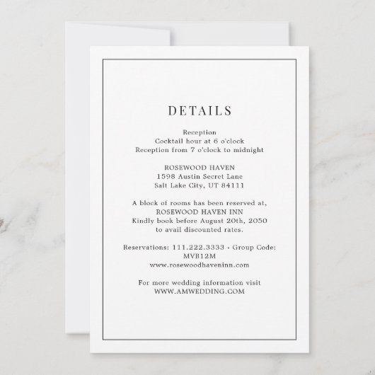 Invitation All-In-One Black White Monogram Minimal Wedding (Dos)